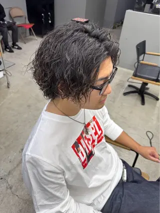 ミディアム パーマ メンズ メンズ専門サロン wokeのヘアスタイル