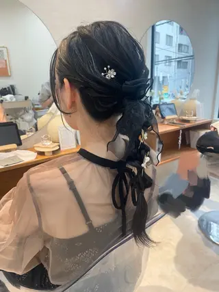 セミロング お呼ばれヘア/セット /ヘアアレンジ/れいのヘアスタイル