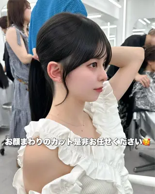 セミロング 前髪顔まわりカット 🌈中村海聖のヘアスタイル