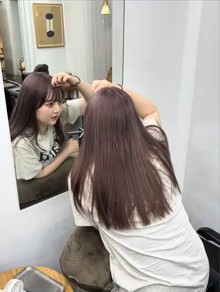 ロング カラー ヘアアレンジ 【ヤマザキアヤメ】 艶カラー/縮毛矯正のヘアスタイル