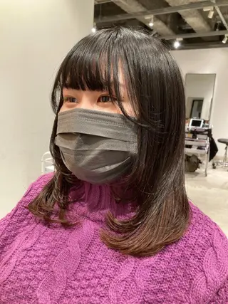 セミロング カラー スキバサミを使わない カット🌼唯🌼のヘアスタイル