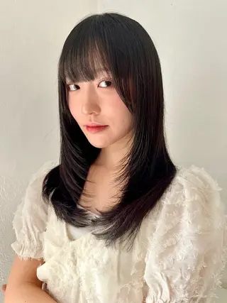 ミディアム 🤍レイヤー/ 縮毛矯正🖤菊池瑛士のヘアスタイル