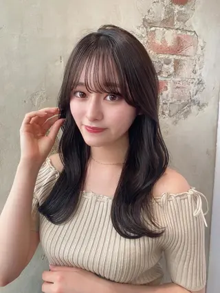 セミロング カラー 顔周り/くびれヘア 韓国ヘア💕風間るなのヘアスタイル