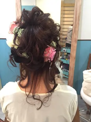 ショート ミディアム セミロング ロング パーマ ヘアアレンジ キッズ 早朝✨ヘアセット 着付け/清水玲歌のヘアスタイル