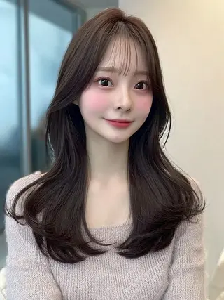 ロング カラー 鍋島 美華のヘアスタイル