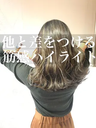 セミロング カラー ベイリコルド　アトリ 店長　宮城一真のヘアスタイル