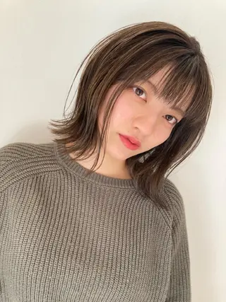 ミディアム カラー 坂上 岳のヘアスタイル