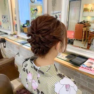 ミディアム ヘアアレンジ 切りっぱなしボブ ソノキユウカのヘアスタイル