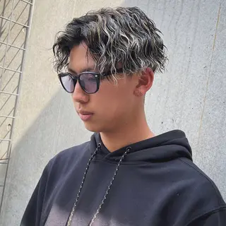 ミディアム カラー パーマ メンズ メンズ特化/パーマ/ メッシュ/竜成のヘアスタイル