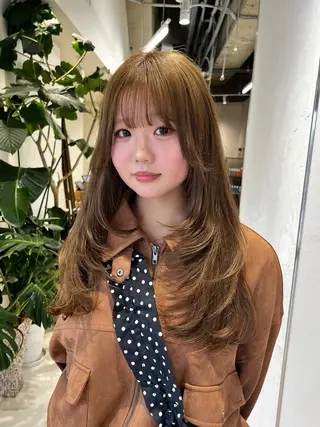 ロング カラー レイヤーカット/ブラ ウンカラー/河野凜のヘアスタイル