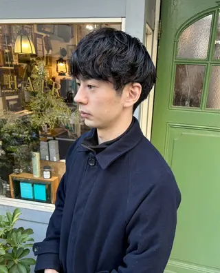 ショート パーマ メンズ 清水千優/パーマ/透 明感カラー/メンズのヘアスタイル