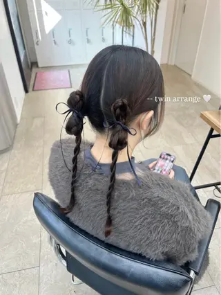 セミロング ヘアアレンジ suehiro yunaのヘアスタイル