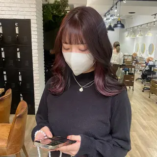 ミディアム カラー ヘアアレンジ あおい 🍒暖色カラーのヘアスタイル