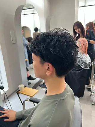 パーマ メンズ 艶ボブ🤎ボブパーマ 透明感カラー\メンズのヘアスタイル