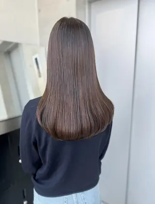 セミロング カラー パーマ ヘアアレンジ 透明感/オリーブ/ グレージュ/YUKAのヘアスタイル