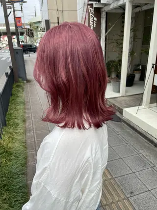 ミディアム カラー 【完全個室】髪質改善 暖色カラー/山崎唯奈のヘアスタイル