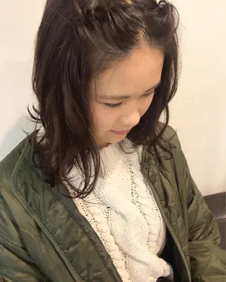 セミロング カラー ヘアアレンジ クニモトハルナ ボブ/柔らかカラーのヘアスタイル
