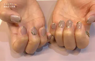 ネイル ショートネイル 森のさんぽ道のネイルデザイン