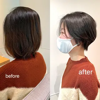 ミディアム カラー ヘアアレンジ 髪と心を整える美容師 透明感カラー/ボブのヘアスタイル