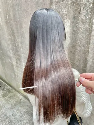 ロング 最小ダメージ縮毛矯正 /暖色カラー/Rieのヘアスタイル