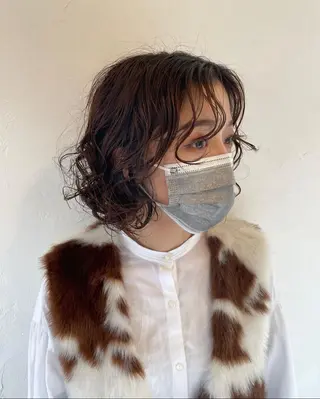 ミディアム パーマ 岡崎パーマ 岡山裕成のヘアスタイル