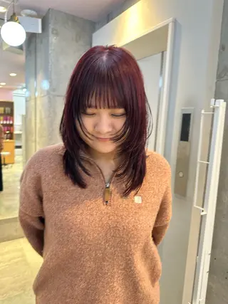 ミディアム カラー さとう あやかのヘアスタイル