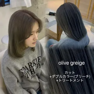 ミディアム 𝜗𝜚ブリーチ ／レイヤー𝜗𝜚のヘアスタイル