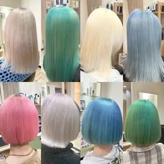 ミディアム カラー 🌈派手髪ハイトーン 🌈鈴木亮太🌈のヘアスタイル