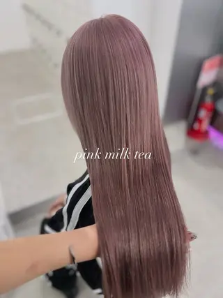 ロング カラー YUKA🤍ベージュ /ミルクティーのヘアスタイル