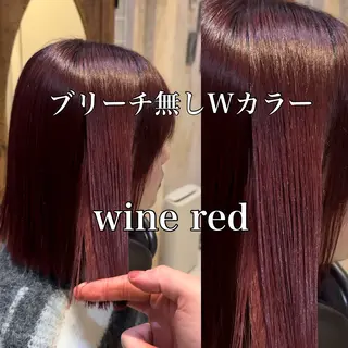 ミディアム カラー ブリーチなしダブル カラー縮毛矯正 下野のヘアスタイル
