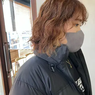 ミディアム パーマ ボブ/マンツーマン ミヒラケイタのヘアスタイル