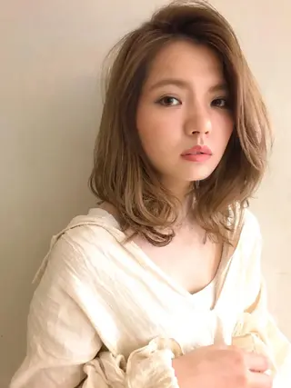 ミディアム カラー パーマ ヘアアレンジ 髪質改善/縮毛矯正/ ボブ/店長/槌矢圭悟のヘアスタイル