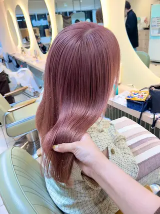 セミロング カラー ヘアアレンジ ハイトーンピンク🍑 ブリーチ🍑RINAのヘアスタイル