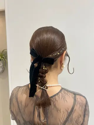 ミディアム ヘアアレンジ 🤍透明感カラー・ きらら‎🤍のヘアスタイル