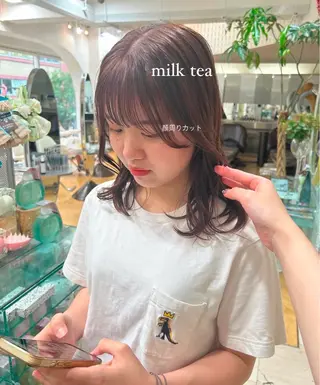 ミディアム ありむらもえ/ 透明感カラーのヘアスタイル