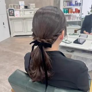 セミロング ヘアアレンジ JUNSHIN🦋 ヘアセット／カラーのヘアスタイル