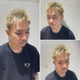 ショート カラー パーマ ヘアアレンジ メンズ アイブロウ 【メンズヘアの匠】 タニ 心斎橋 アメ村のヘアスタイル
