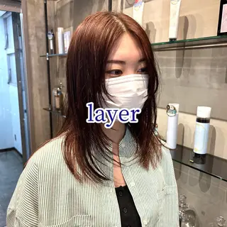 セミロング 縮毛矯正・似合わせ タナカ レイヤのヘアスタイル