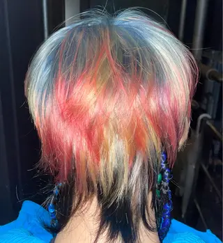 メンズ ハイトーン/デザイン カラー/複雑履歴葉月のヘアスタイル