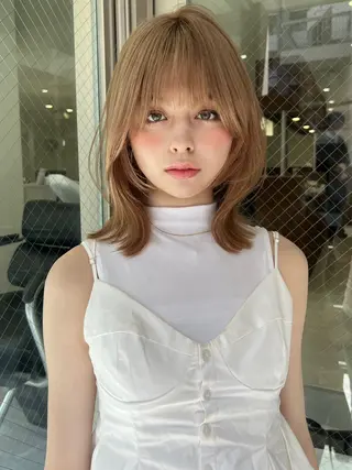 ミディアム カラー 小顔ボブ jilblanカホのヘアスタイル