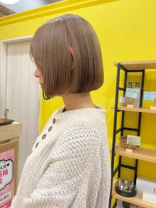 カラー 黒田瀬奈/ボブ まろやかベージュのヘアスタイル