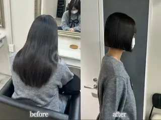 ショート えり 堀江/ボブ /レイヤー/艶髪のヘアスタイル