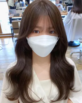 セミロング カラー 顔まわりカット🌟 くびれヘア/寺門遥輝のヘアスタイル