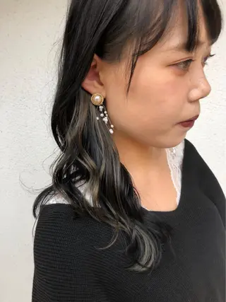 セミロング カラー ニュアンスパーマ/ レイヤー/茶屋町のヘアスタイル