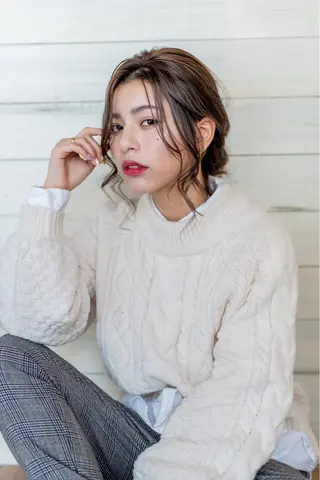 ミディアム カラー パーマ 出村谷 雄太のヘアスタイル