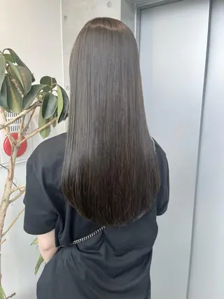 ロング カラー パーマ ヘアアレンジ 透明感/オリーブ/ グレージュ/YUKAのヘアスタイル
