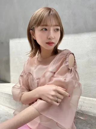 ミディアム カラー ヘアアレンジ 優李 ゆうり‪のヘアスタイル