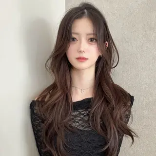 ロング ハッシュカット🖤✨ 顔周り/韓国ヘアのヘアスタイル
