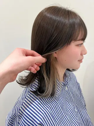 ミディアム カラー ヘアアレンジ 艶カラー/髪質改善 /顔まわり/内藤　輝のヘアスタイル