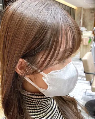 セミロング カラー 顔まわりカット🌟 くびれヘア/寺門遥輝のヘアスタイル
